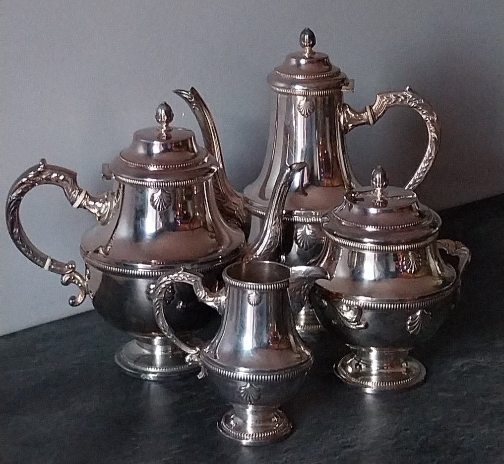 Orfèvrerie C.L - Serviço de café e chá - Coquille - Prateado - Style Louis XVI #1.0