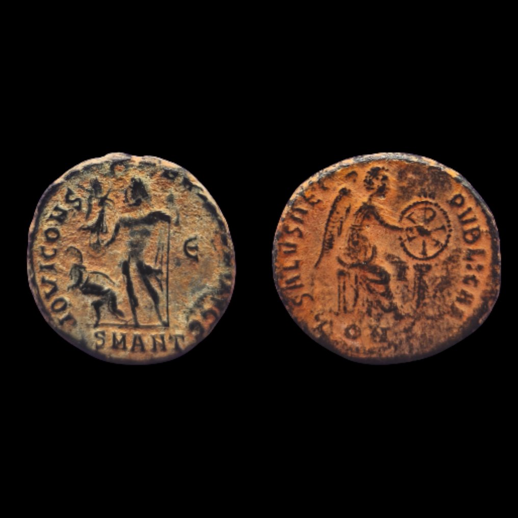 Római Birodalom Lote de 2 Folles Æ incl.: Licinio I & Aelia Flaccilla (Nincs minimálár) #1.0