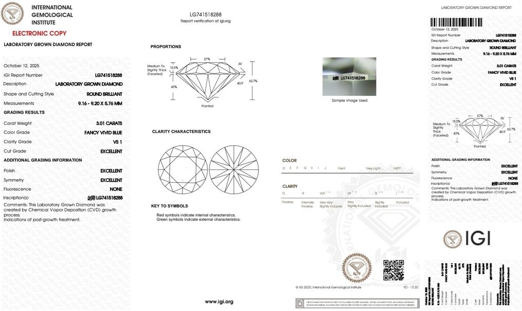 Ei pohjahintaa - Sormus Platina - 3.26ct. tw. Sininen Timantti (Fancy-värinen laboratoriotimantti) - Timantti - Fancy Vivid Blue #2.1