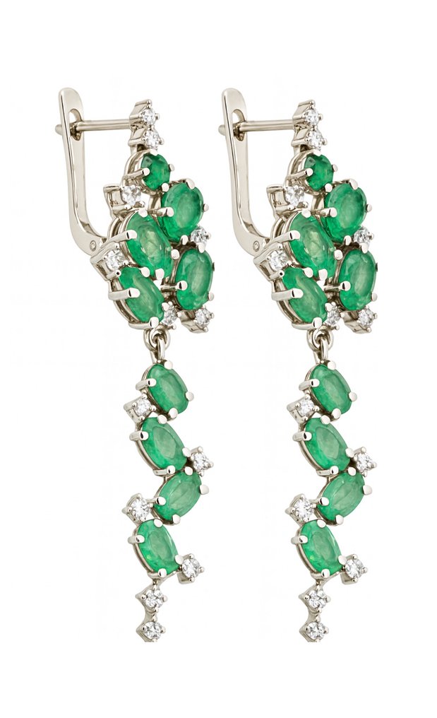 Zonder minimumprijs - Oorbellen Zilver, Verguld Smaragd - Saffier - 9,60 kt. - Oro 18 kt. #3.2