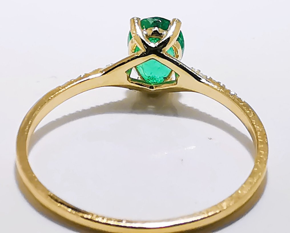 χωρίς τιμή ασφαλείας - Δαχτυλίδι - 14 καράτια Κίτρινο χρυσό - 0.65ct. tw. Σμαράγδι - Διαμάντι #4.3