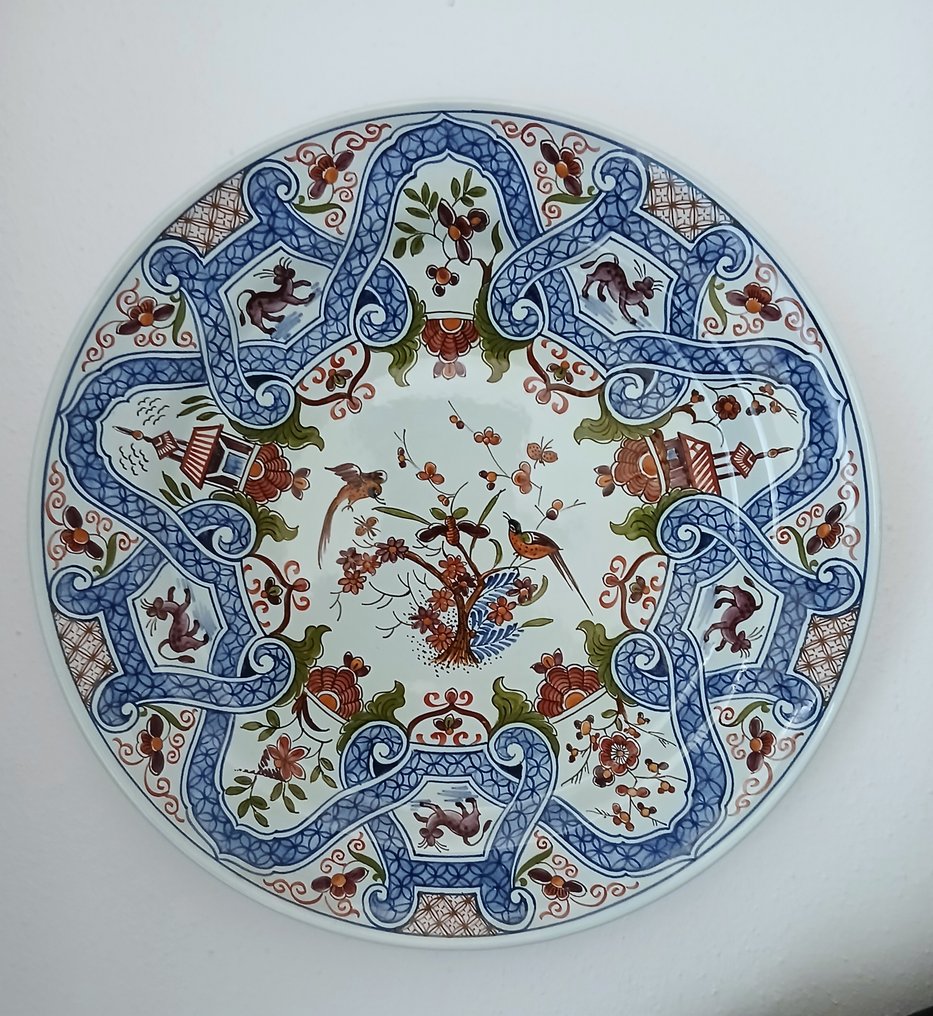 Oud Delft - Wall plate - Ø 36 cm - Earthenware - Large hand-painted Delft sign #1.0