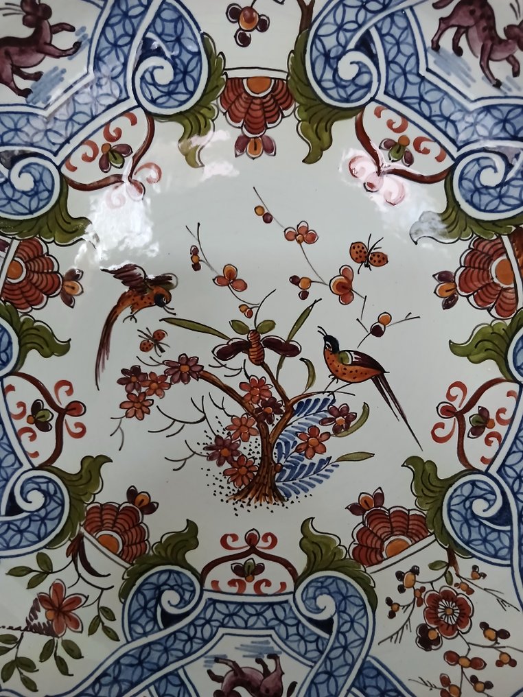 Oud Delft - Wall plate - Ø 36 cm - Earthenware - Large hand-painted Delft sign #3.2