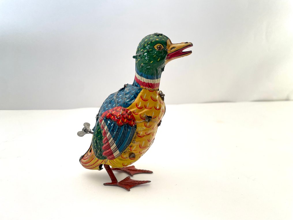 Issmayer Or Similar - 锡制玩具 - Colorful Rapping Duck - 1900-1910 - 德国 #1.0