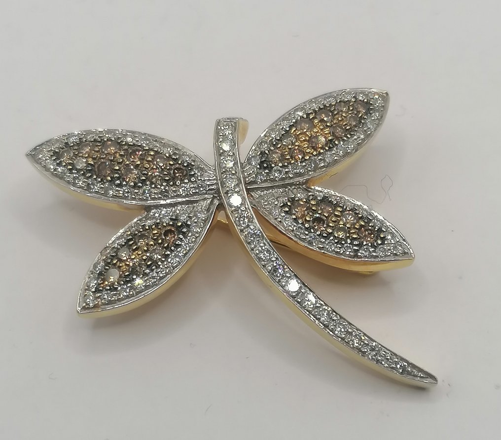 Καρφίτσα - 18 καράτια Κίτρινο χρυσό - 1.83ct. tw. Διαμάντι (Φυσικό) #1.0