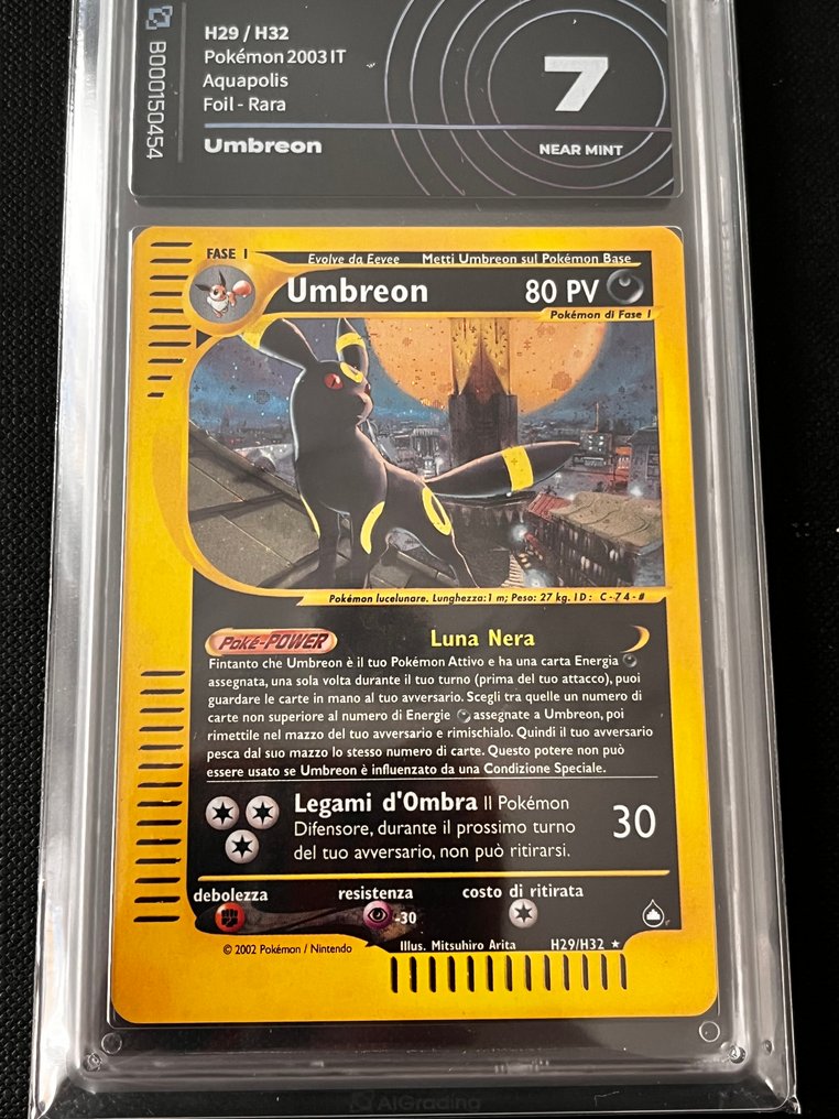 Pokémon - 1 Graded card - Umbreon H29/H32 Holográfico - AI grading 7 - WOTC - Aquapolis #1.0