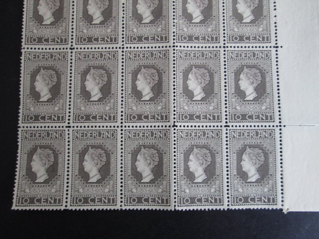 荷蘭  - 1913年纪念邮票，面值10分，分为25份 #2.1