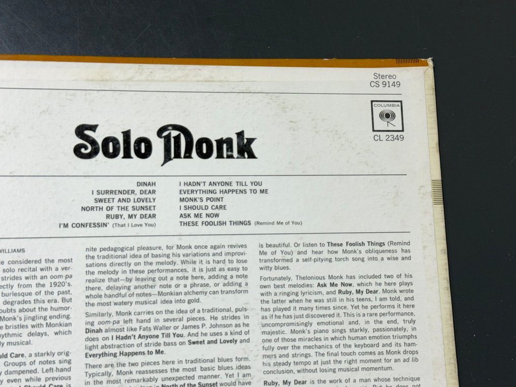 Thelonious Monk - Solo Monk (1st US Pitman Pressing) - LP-levy - 1965 #4.3