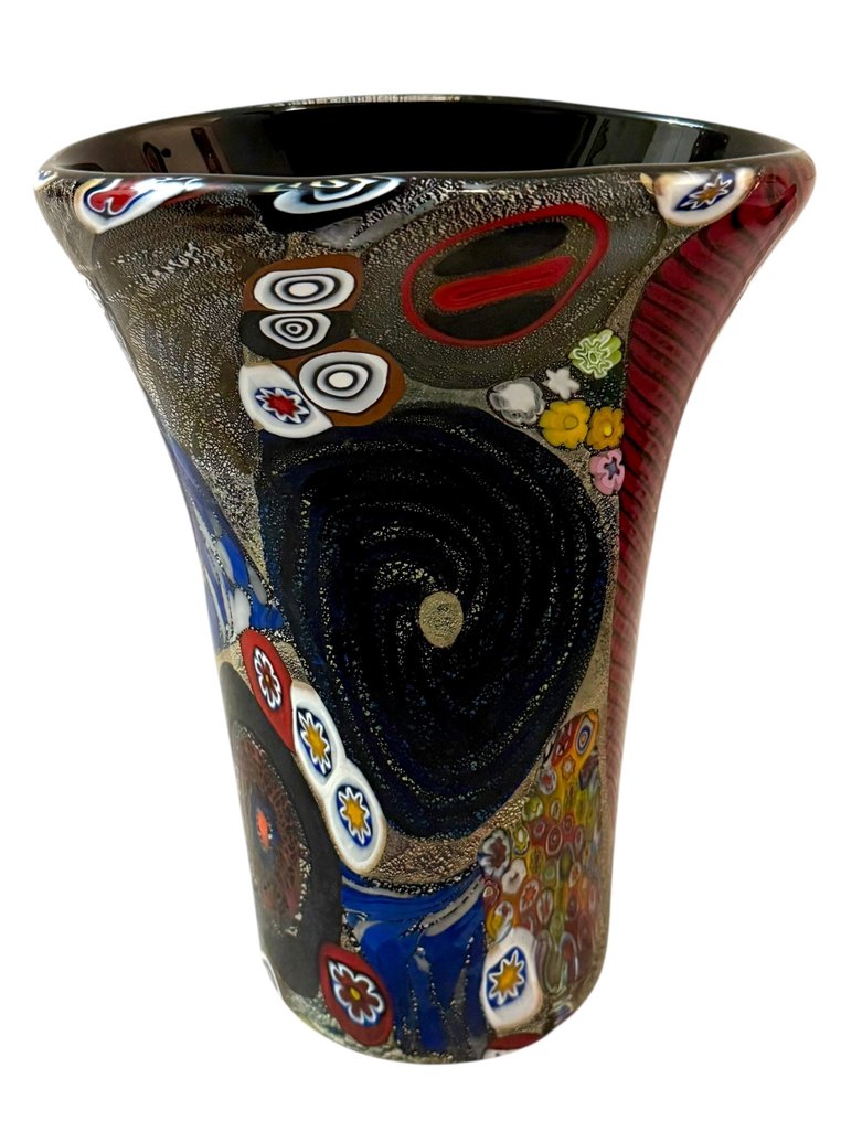 Vaas - Murrine Millefiori - Muranoglas - Nero con Argento #1.0
