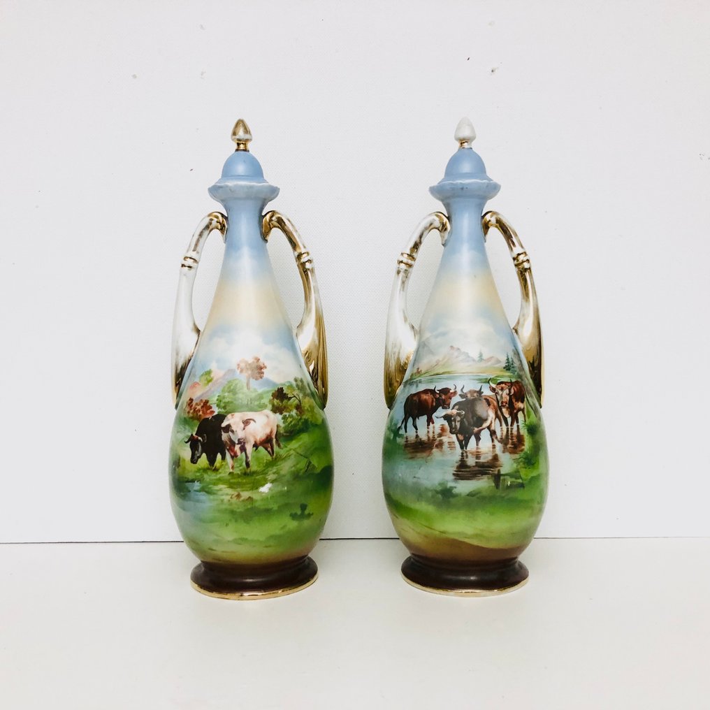 Βάζο με διπλά χερούλια (2)  - Πορσελάνη - Βάζο Victoria Austria #1.0