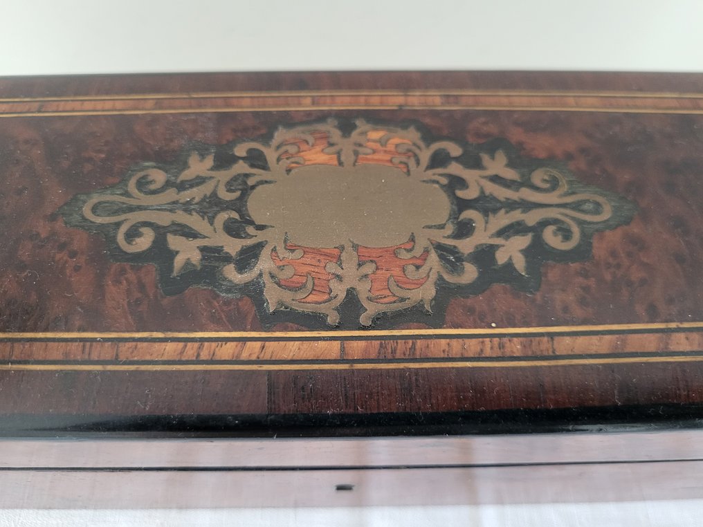 Κουτί - ξύλινο ντουλαπάκι με μαρκετερί - Ξύλο - με το κλειδί του #2.1