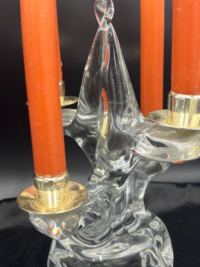 Verreries Schneider - Taperstick (kleine blaker met een dunne pijp) - Kristal - Ondertekend #4.3