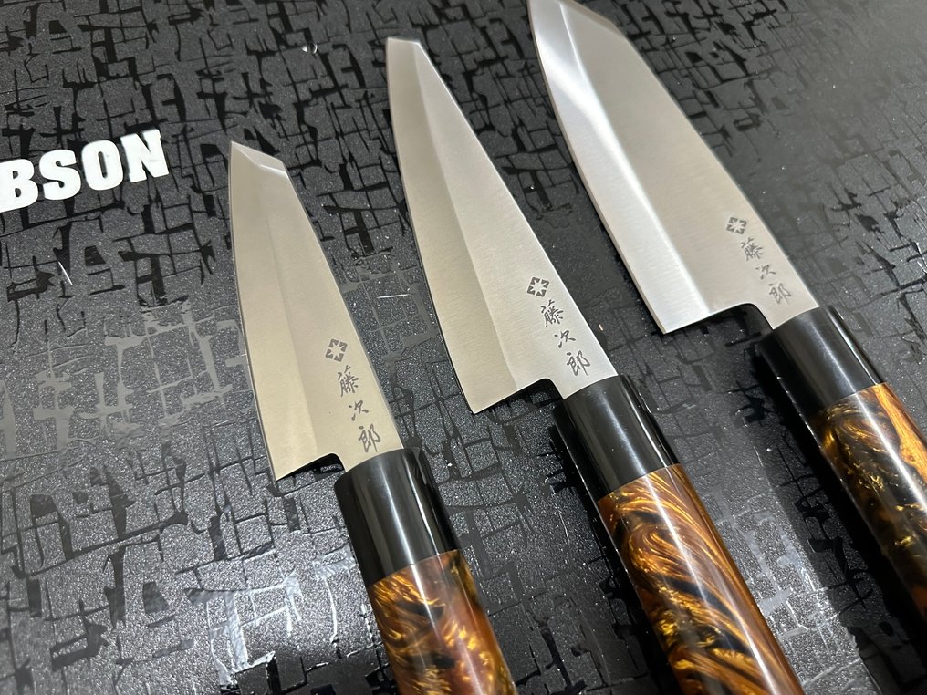 Bunka & Kiritsuke - Køkkenkniv - Chef's knife - Hammered Special D2 Steel Japanske Bunka & Kiritsuke kokkeknive - Ergonomisk blandingsfarvede blandingsharpiks håndtag - Japan #1.0