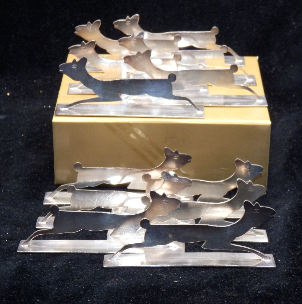 Prachtige set van 12 verzilverde Messenleggers thema Hertjes - Θήκη μαχαιριών (12) - Μέταλλο, Επάργυρο #1.0