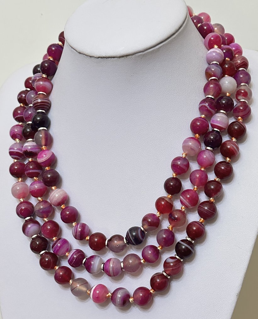 巴西天然石榴石(12毫米)和法蒂玛之手(Hamsa),一等品。 - 三件珠寶套裝 - 非常大。 Plata 925 #4.3