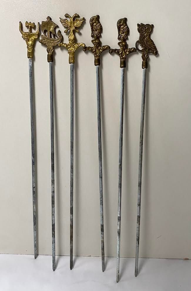 Grillspyd (6) - Stål + patineret bronze - Håndlavede stykker #1.0