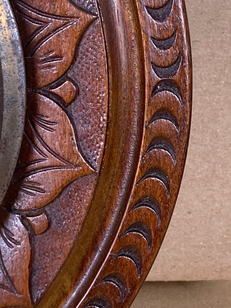 Aneroid barometer - Legno, Vetro, Rame - Bordo di noce intagliato #4.3