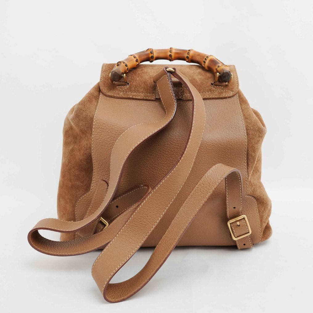 Gucci - Brown Suede Bamboo Handle Backpack - Backpack #4.3