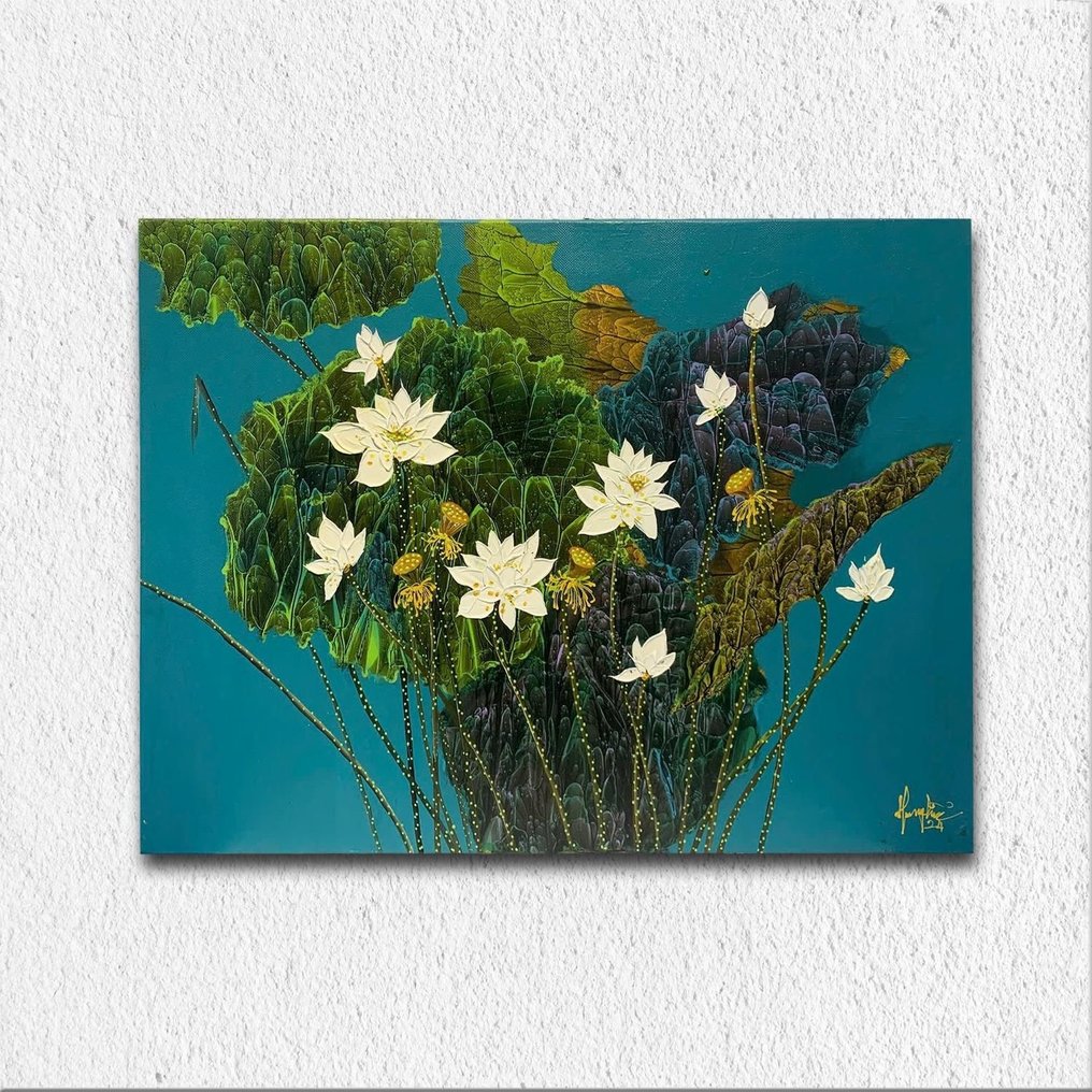 Nguyen Hieu - Le Chant des Nénuphars Blancs 75 x 99 cm #1.0