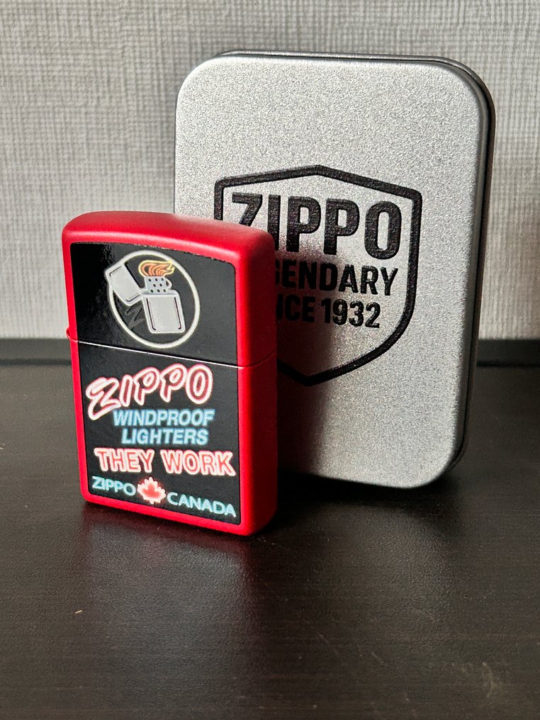 Zippo - A16-Canada windproof neon light red mat Zippo - 沒有保留價 - 打火機 - 鋼 #1.0