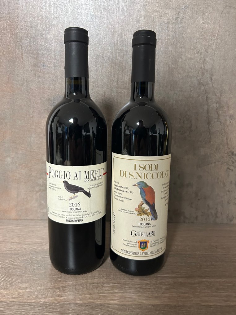2016 Poggio ai Merli & 2016 I Sodi di S. Niccolo, Castellare di Castellina - Toscana IGT - 2 Flasker (0,75 L) #1.0
