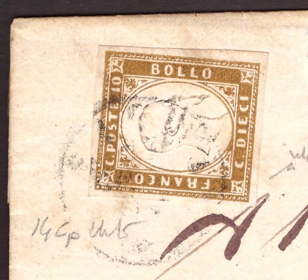 Anciens états italiens - Sardaigne 1861 - Lettre avec 10 c. utilisée à Sienne. - Sassone  14Cp #1.0