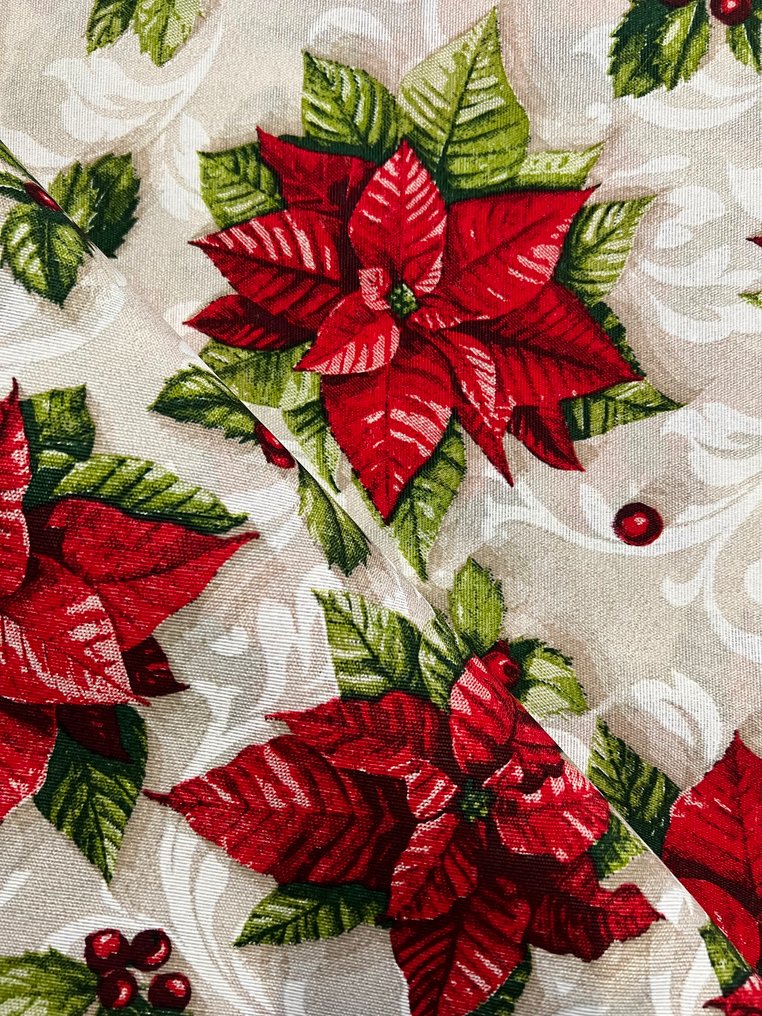 Largura dupla, tecido estampado com flor de pascua, Natal. - Têxtil - 300 cm - 280 cm #4.3