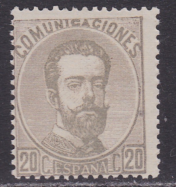 Spain 1872 - Reign of Amadeo I - 20 Cents Gray - Large Color - MNH - Edifil 123 #1.0