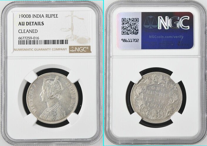 Brits India. 1 Rupee 1840 NGC Graded AU Detail Cleaned (Zonder minimumprijs) #1.0