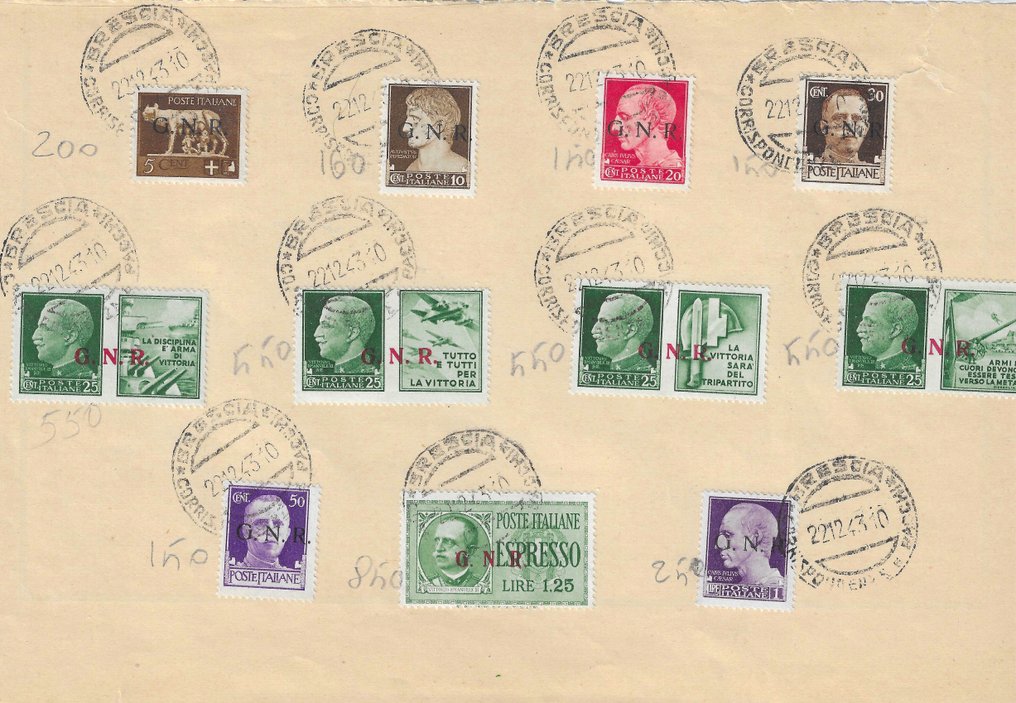 義大利王國  - 意大利 1863/1943 社会共和国 G.N.R. 布雷西亚 - Sassone 2024 #1.0