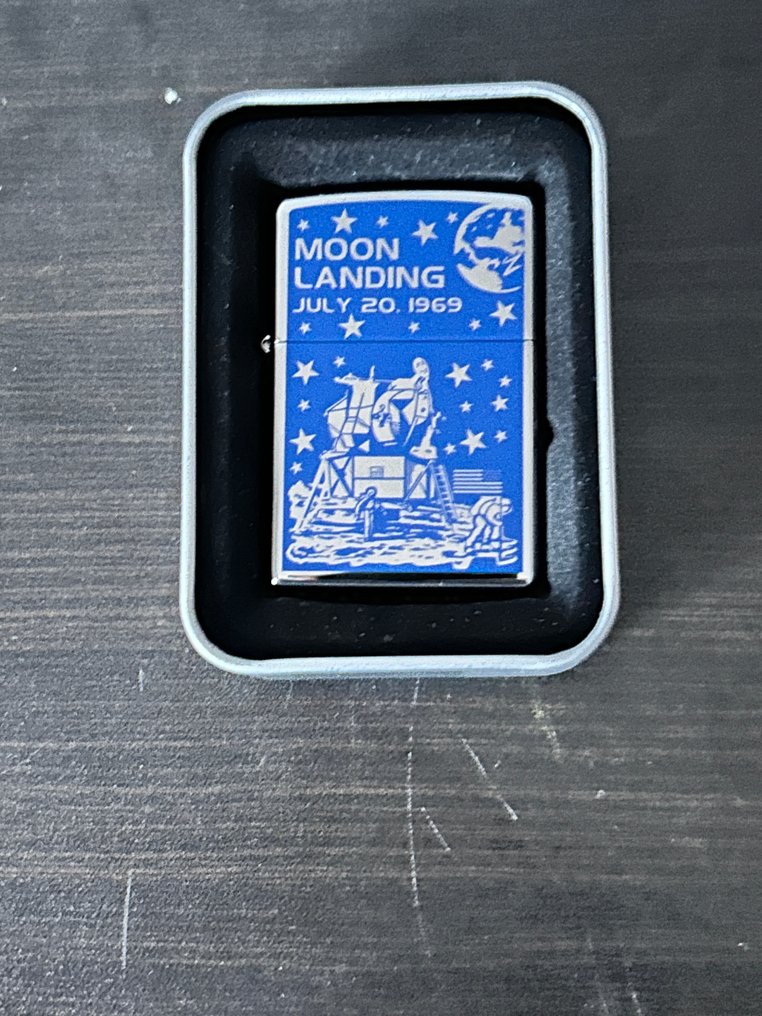 Zippo - F15-1969 Moonlanding Metallic silver and blue Zippo - Fără preț de rezervă - Brichetă - Oțel #1.0