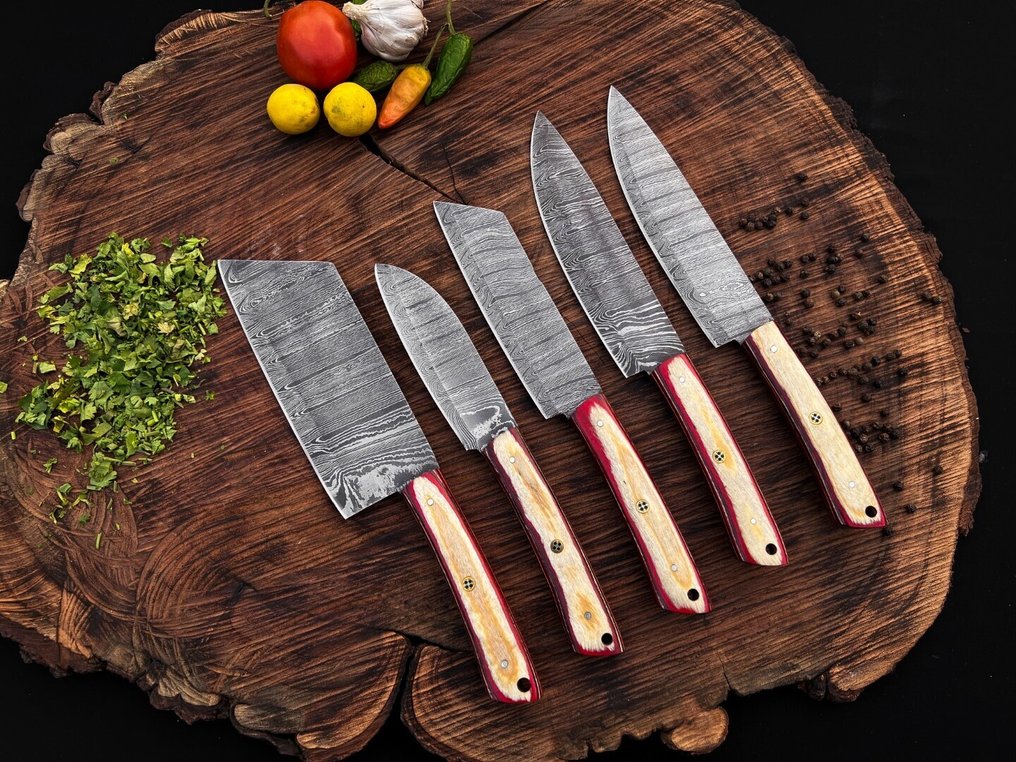 Μαχαίρι κουζίνας - Σετ μαχαιριών κουζίνας Purpose Daily Uses σε εσωτερικό και εξωτερικό χώρο (UZ-295) - Χειριστήριο από αμερικανικό εξωτικό ξύλο και διπλωμένο ατσάλι 1095/15N20. - Ηνωμένες Πολιτείες - Σετ μπάρμπεκιου κουζίνας #1.0