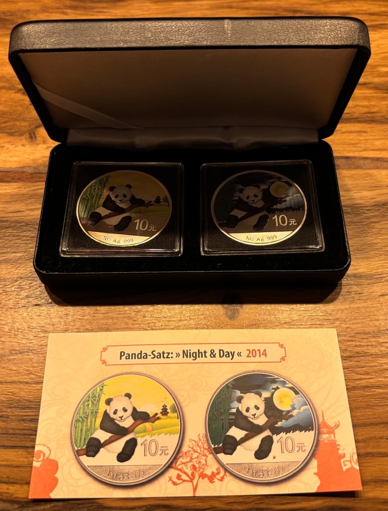 Kína. 2x 10 Yuan 2014 Night and Day, 2 x 1 Oz (Nincs minimálár) #1.0