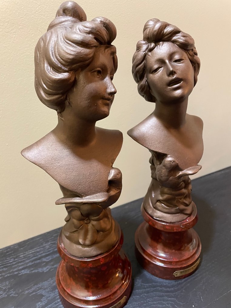 gual - Statuetta - Sculpture Innocence (2) - Spelter, Legno #2.1