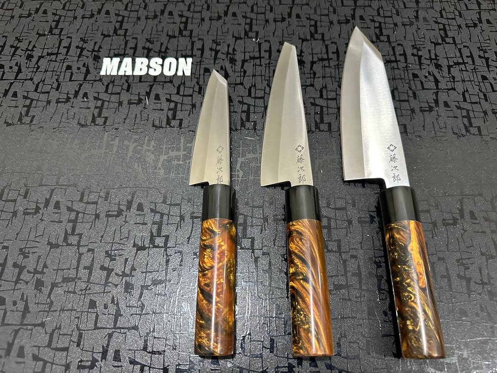 Bunka & Kiritsuke - Køkkenkniv - Chef's knife - Hammered Special D2 Steel Japanske Bunka & Kiritsuke kokkeknive - Ergonomisk blandingsfarvede blandingsharpiks håndtag - Japan #1.0