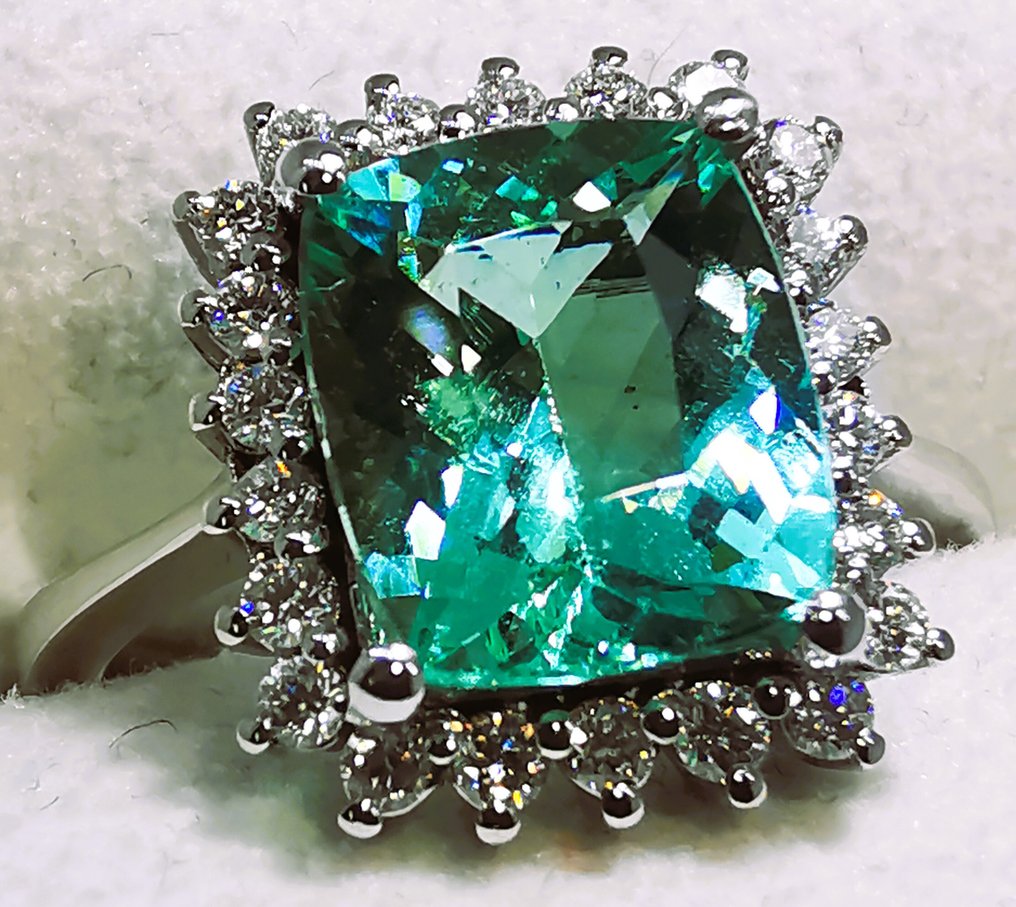 戒指 - 18 克拉 白金, Esmeralda 无油 2.93克拉 GRS 5.17克 18K -  2.93ct. tw. 祖母綠 - 鉆石 - 无油 / 巴西 #3.2