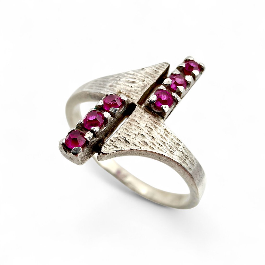 Ingen reservasjonspris - Ring Sølv - Ruby (Certified) #2.1