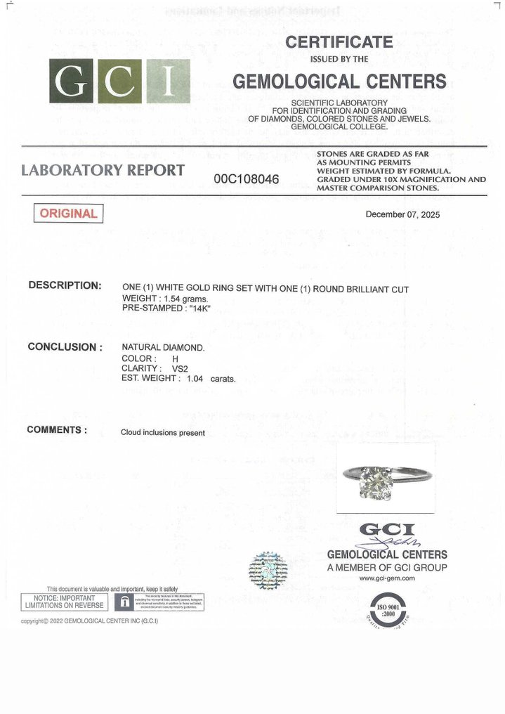 Zonder minimumprijs - Verlovingsring - 14 karaat Witgoud - 1.04ct. tw. Diamant (Natuurlijk) #2.1