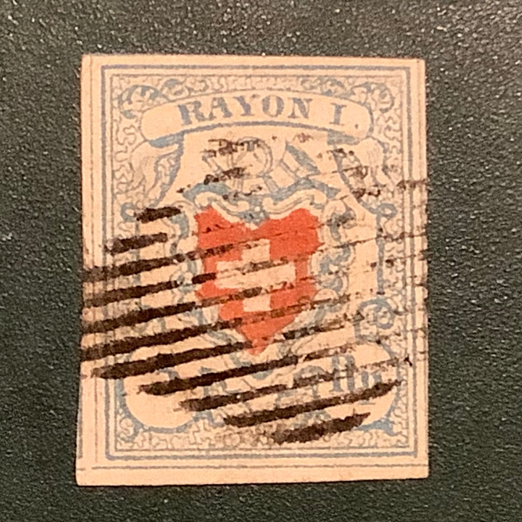 Svájc 1851 - 5 Rp Rayon I luxus margókkal - Zumstein 17 II / Michel 9 II #1.0