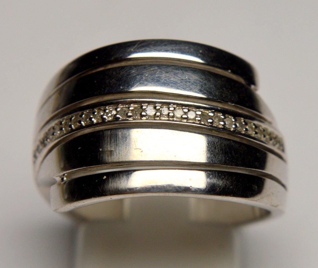 Nincs minimálár - Gyűrű 925 ezüst Gyémánt (Természetes)  - Gyémánt - 0,125 ct #1.0