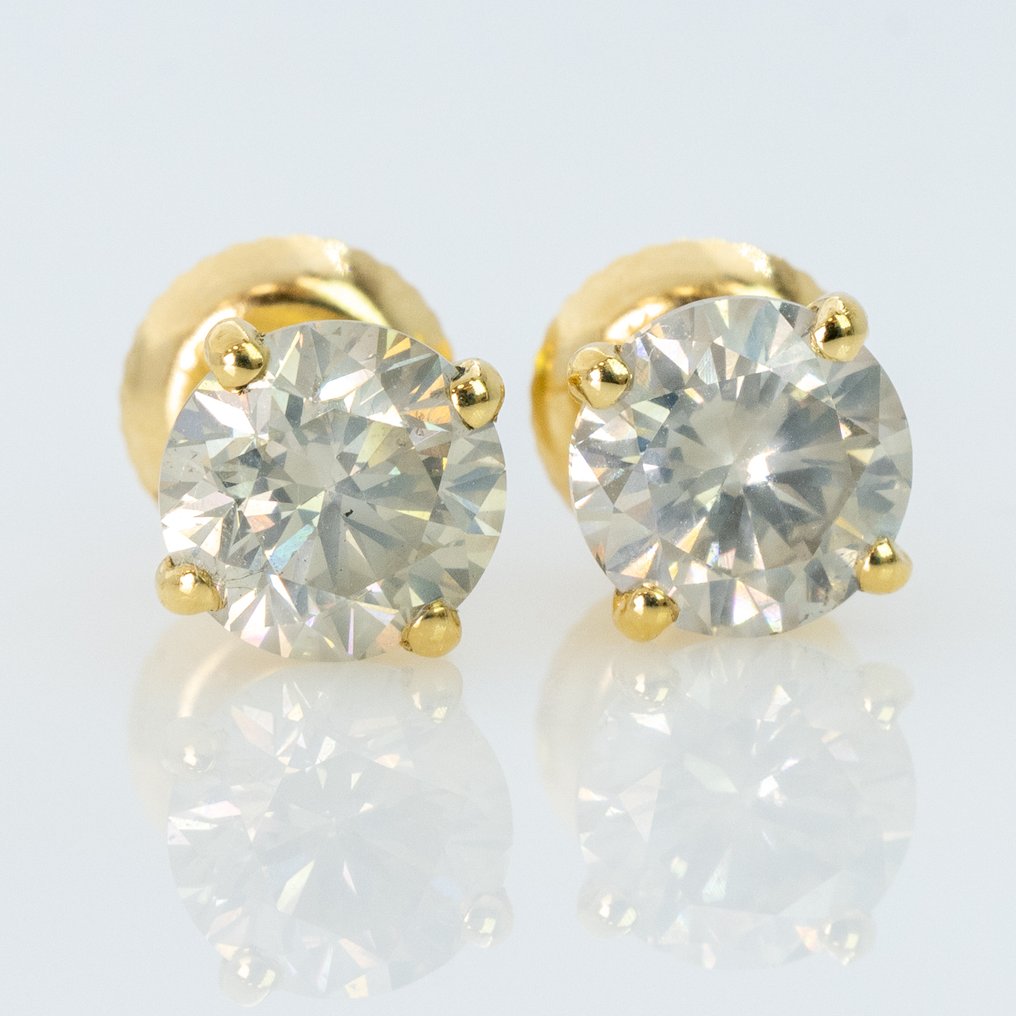 Nincs minimálár - Drop fülbevaló - 18 kt. Sárga arany -  2.06ct. tw. Gyémánt (Természetes színű) - IGI #1.0