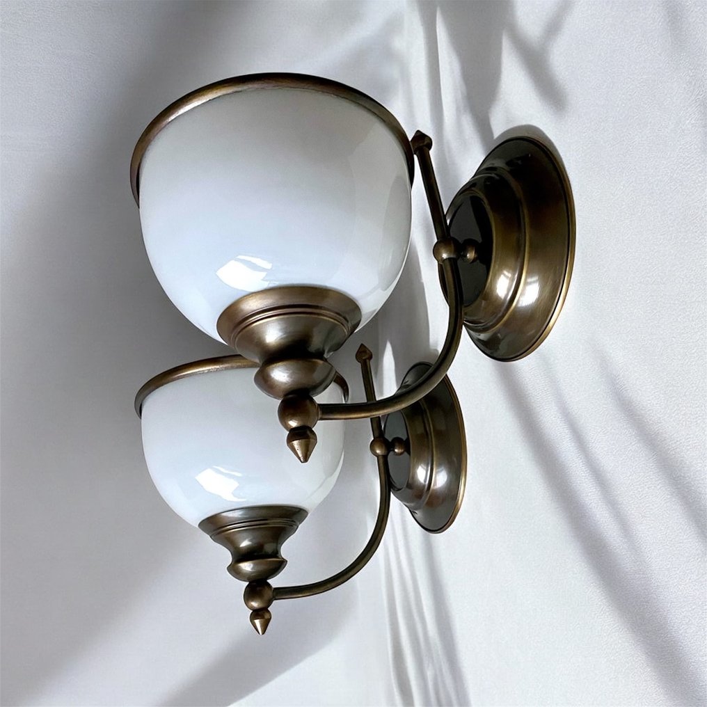 Neukro-Menden - Lampe à suspendre (3) - Ensemble de lampes - 1 lampe suspendue et 2 appliques murales - Opaline - Conception de lampe à pétrole #2.1