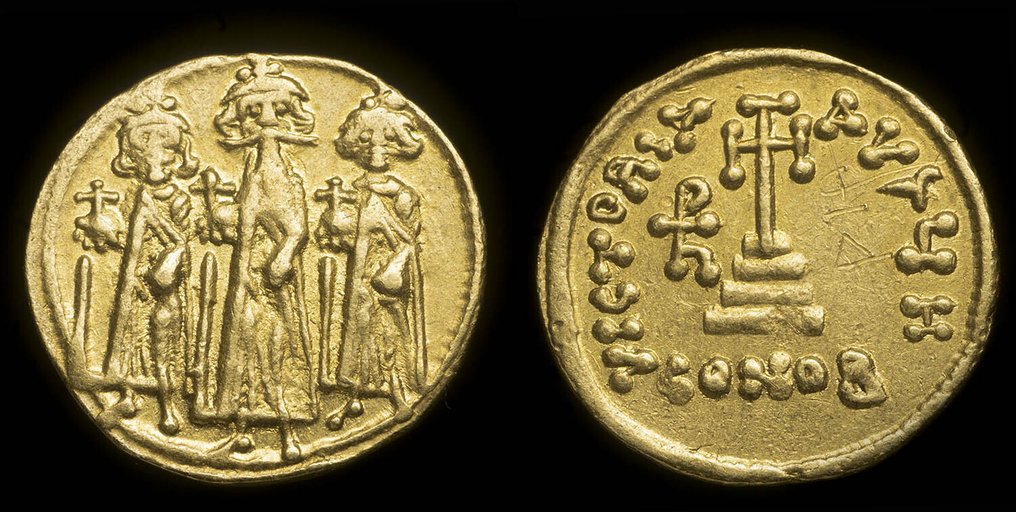 Byzantijnse Rijk. Heraclius Constantijn / Constantijn III (641 n.Chr.). Solidus VICTORIA AVGЧ H / CONOB (Zonder minimumprijs) #1.0