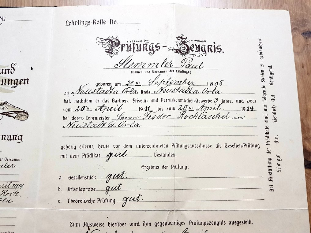 Dokument - Karl Hacker - Lehrbrief - Karl Hacker - 1914 #4.3