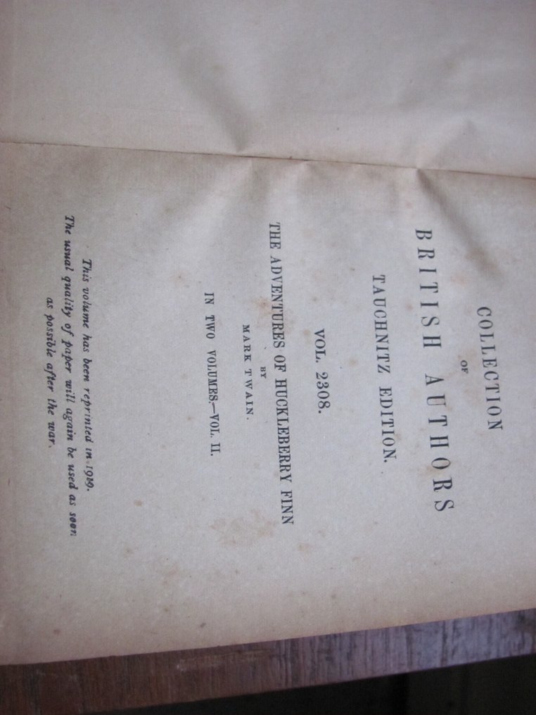 Mark Twain - The adventures of Huckleberry Finn Tauchnitz edition in two volumes. - 1885 #4.3