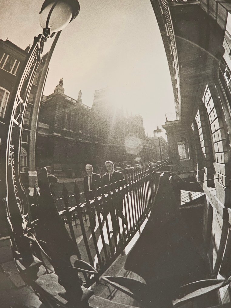 Michael Joseph (1941-) - Savile Row Men, Fisheye, London street shot from the Sixties #1.0