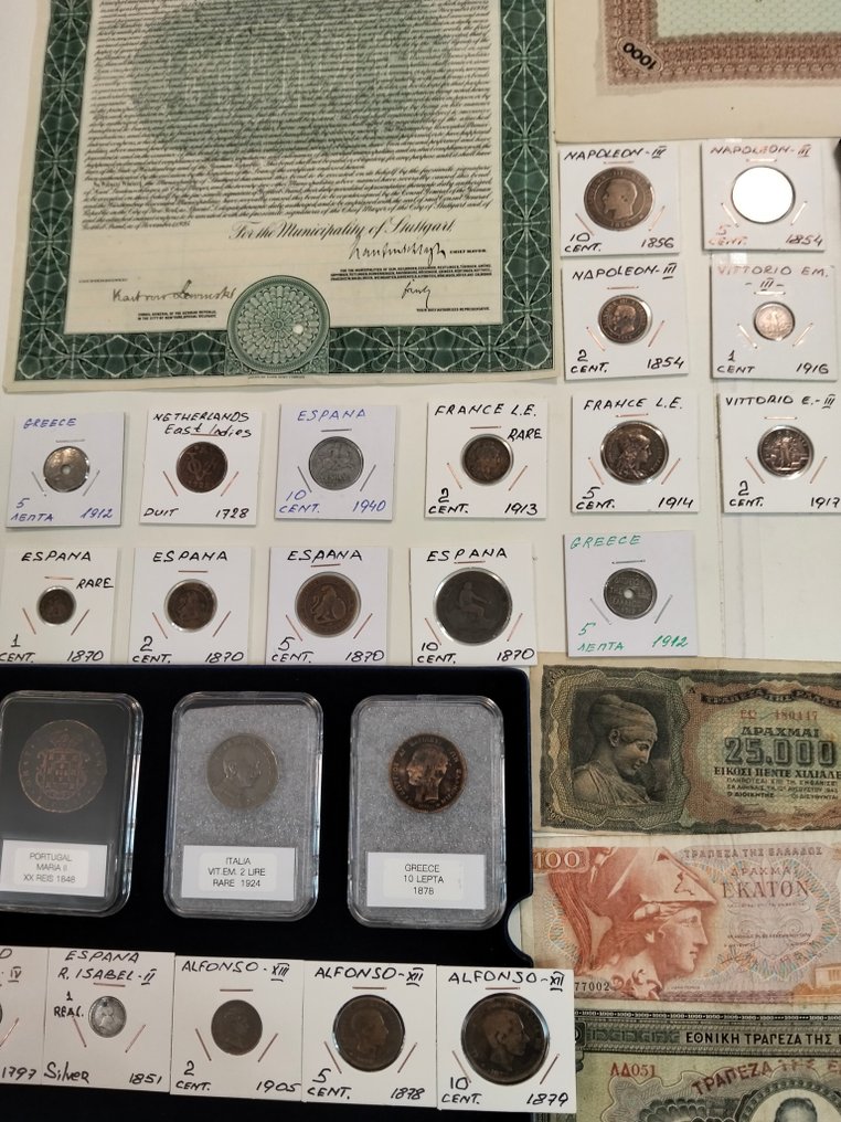 Mexico, Frankrijk, Spanje. World collection coins lot with silver and banknotes 110 coins in total 1728 - 1960s (Zonder minimumprijs) #4.3