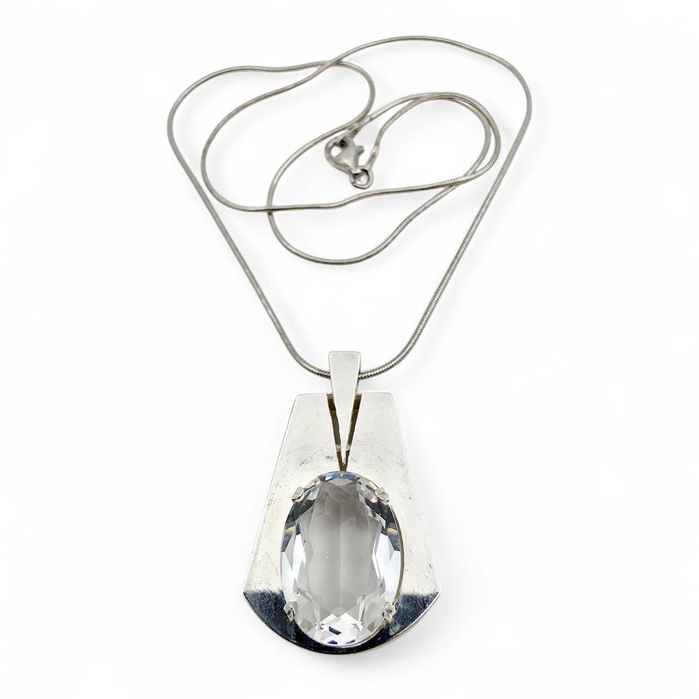 Sem preço de reserva - Colar Prata - Cristal de Rocha (Certificado) #1.0