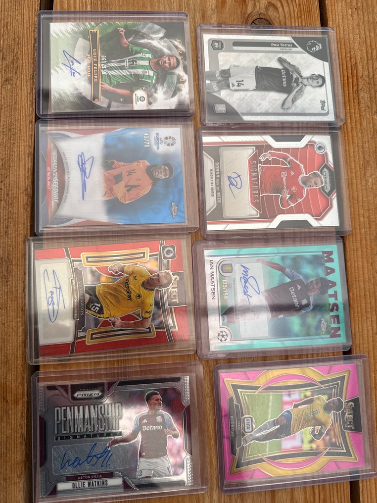 Panini Select, Prizm, Chrome Clarence Seedorf Ian Maatsen Ollie Watkins 簽名卡, 編號平行卡 - 9 Card - 八成新 (NM) #1.0