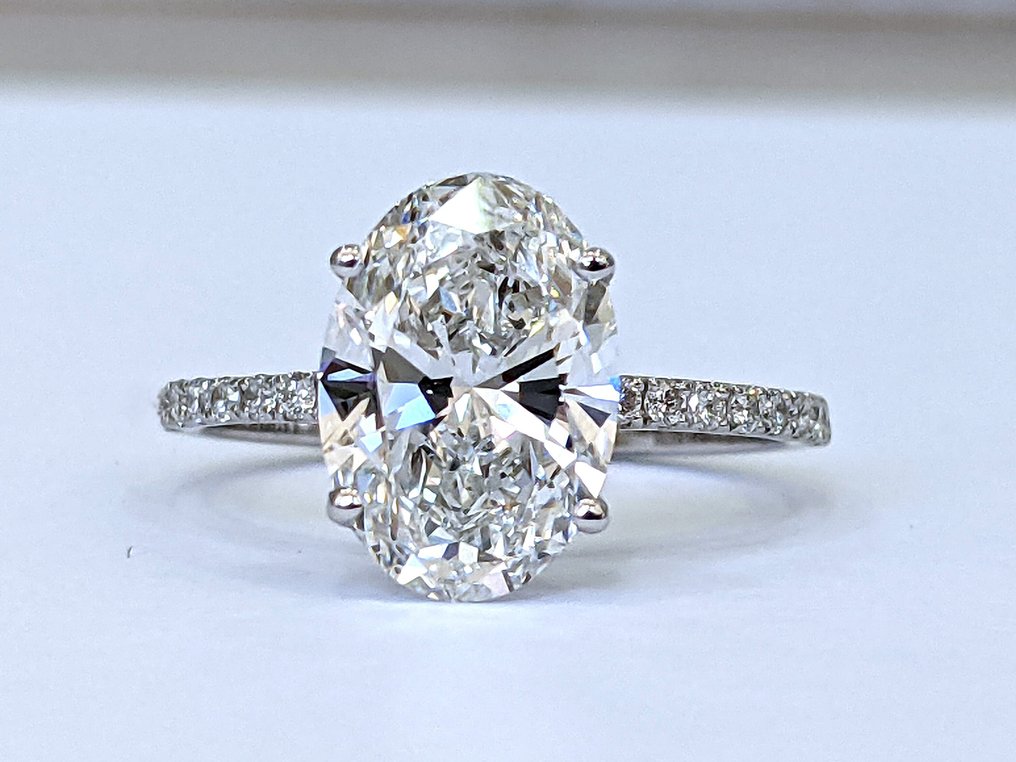 没有保留价 - 戒指 - 18K包金 白金 - 3.22ct. tw. 钻石 (实验室培育) - 钻石 - E VVS2 IGI #2.1